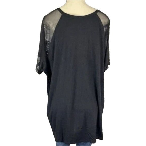 Hello Kitty +4 Black Crew Full-Body Kitty Graphic Mesh Sheer Short Sleeve Top - Picture 4 of 6